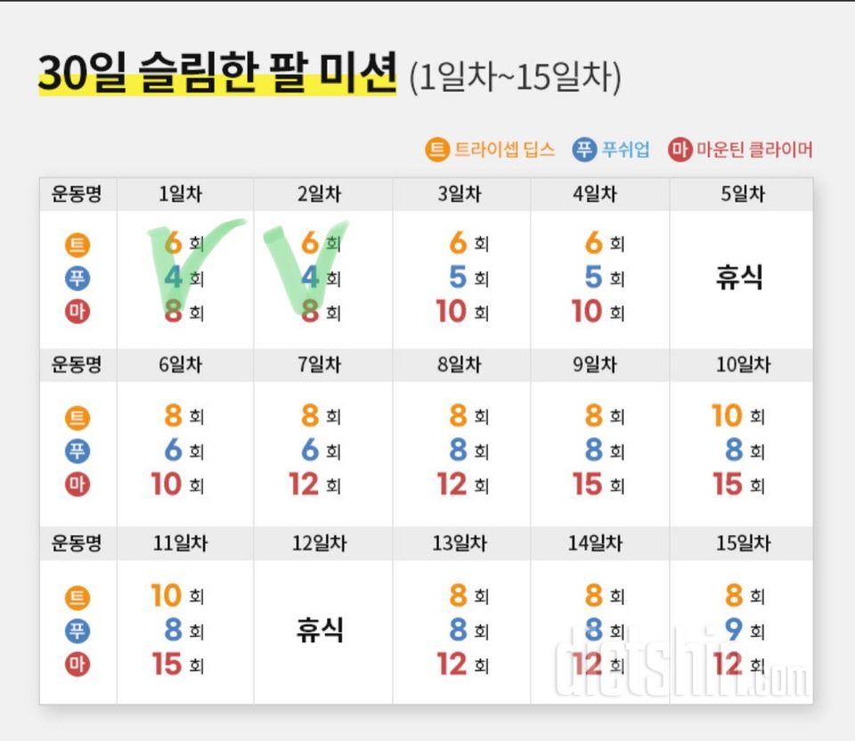 30일 슬림한 팔2일차 성공!