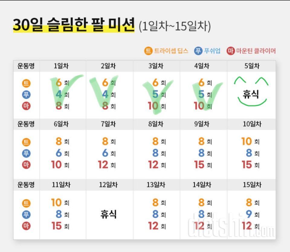 30일 슬림한 팔5일차 성공!