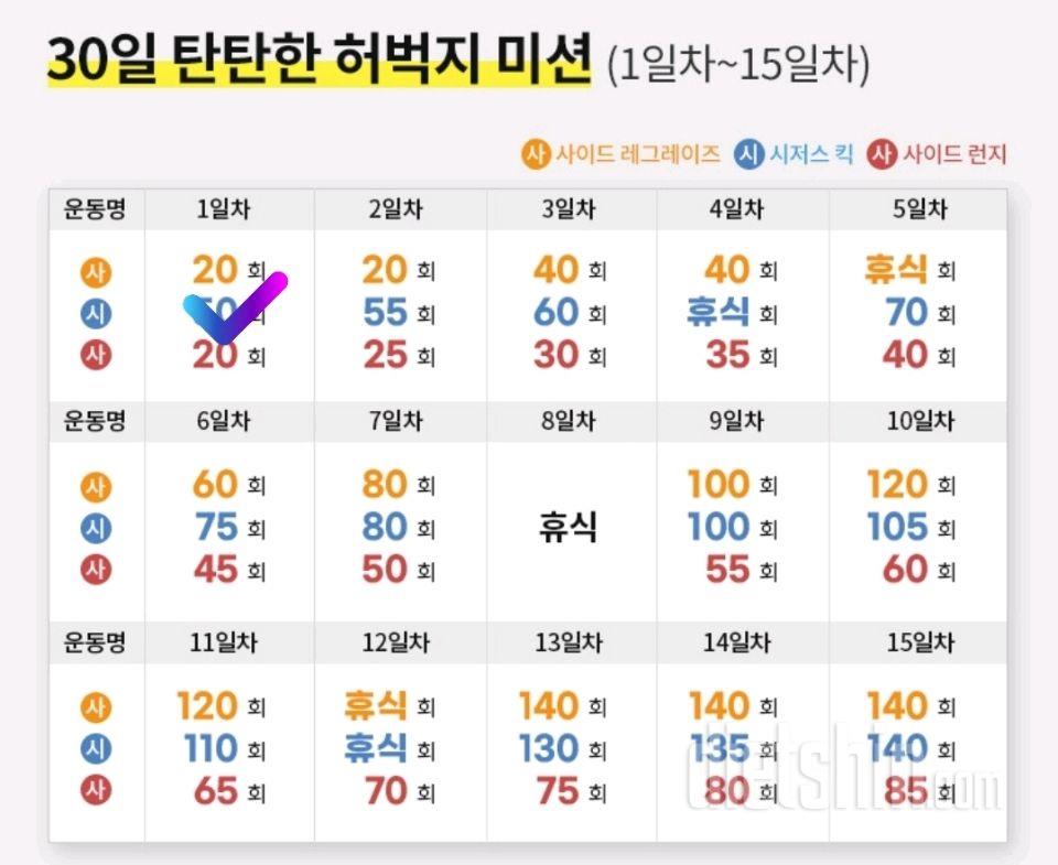 30일 탄탄한 허벅지 1일차 성공!