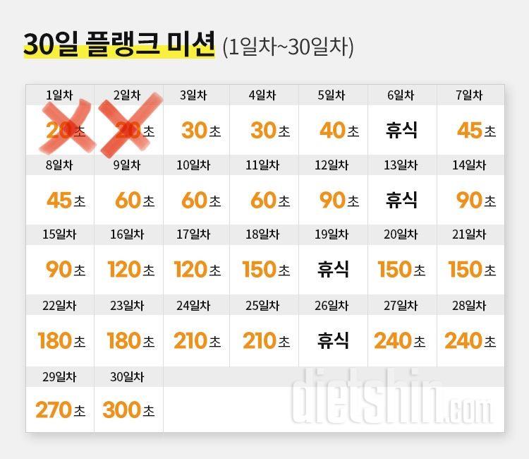 30일 플랭크2일차 성공!