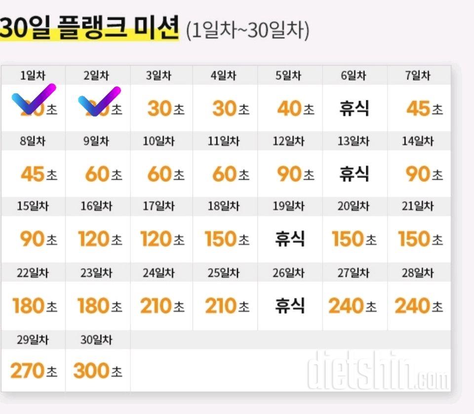 30일 플랭크2일차 성공!