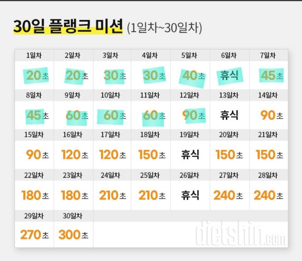 30일 플랭크12일차 성공!