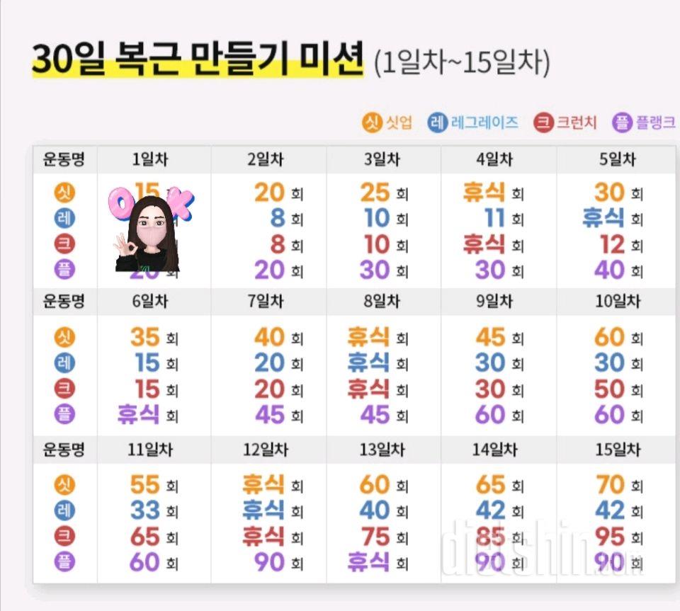 30일 복근 만들기 1일차 성공!