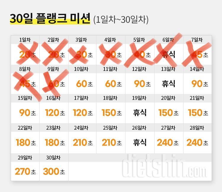 30일 플랭크9일차 성공!