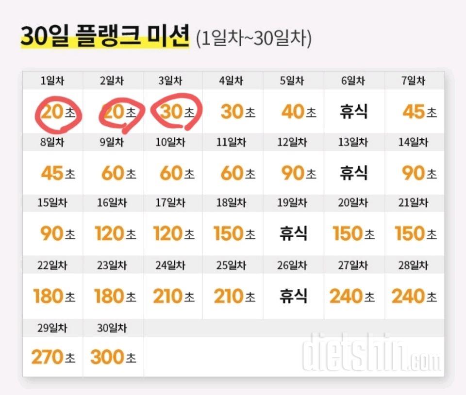 30일 플랭크3일차 성공!