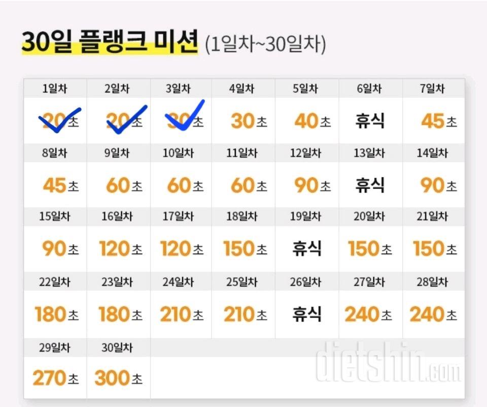 30일 플랭크3일차 성공!