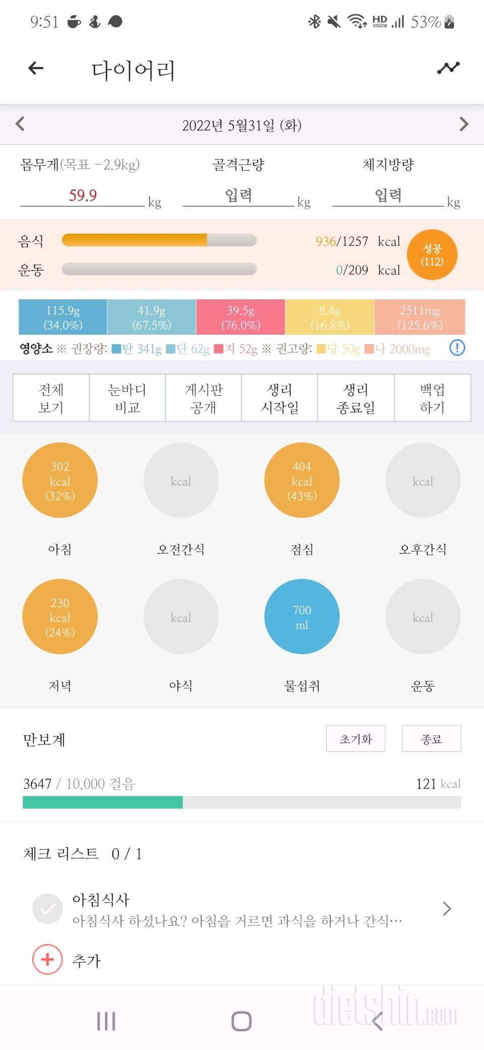 5.31 인증/ 돌잔치 후 잘먹느라ㅜㅜ요며칠 실패에요 죄송해요