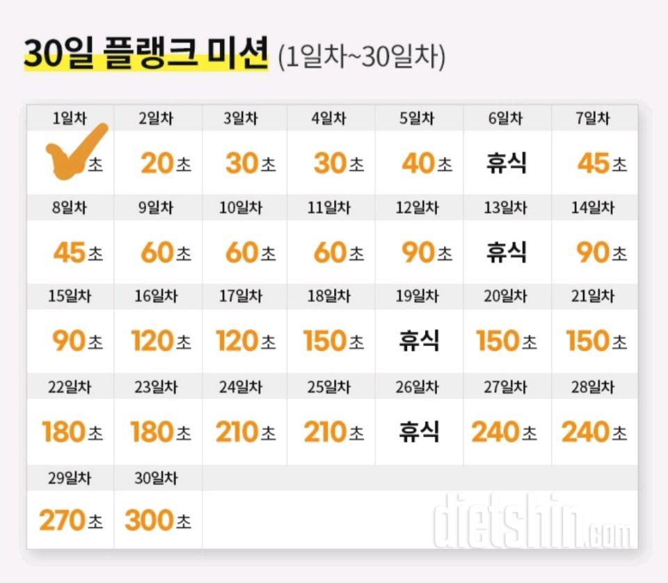 30일 플랭크 1일차 성공!