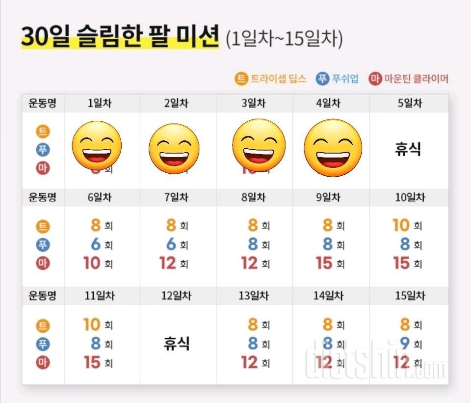 30일 슬림한 팔4일차 성공!