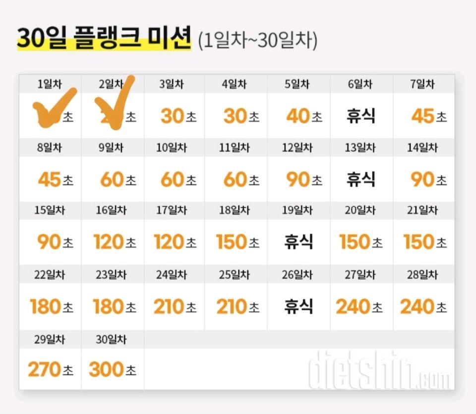 30일 플랭크2일차 성공!