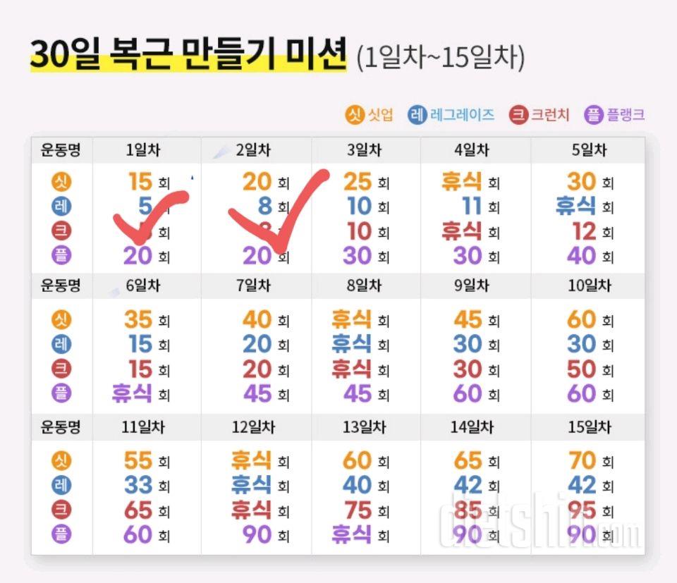 30일 복근 만들기2일차 성공!