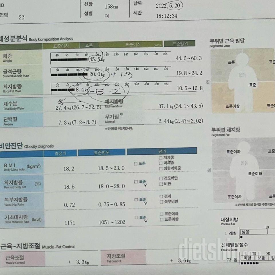 18일간의 인바디 차이