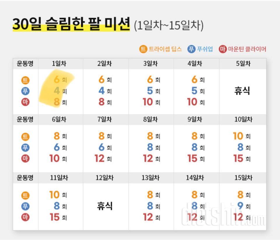 30일 슬림한 팔1일차 성공!