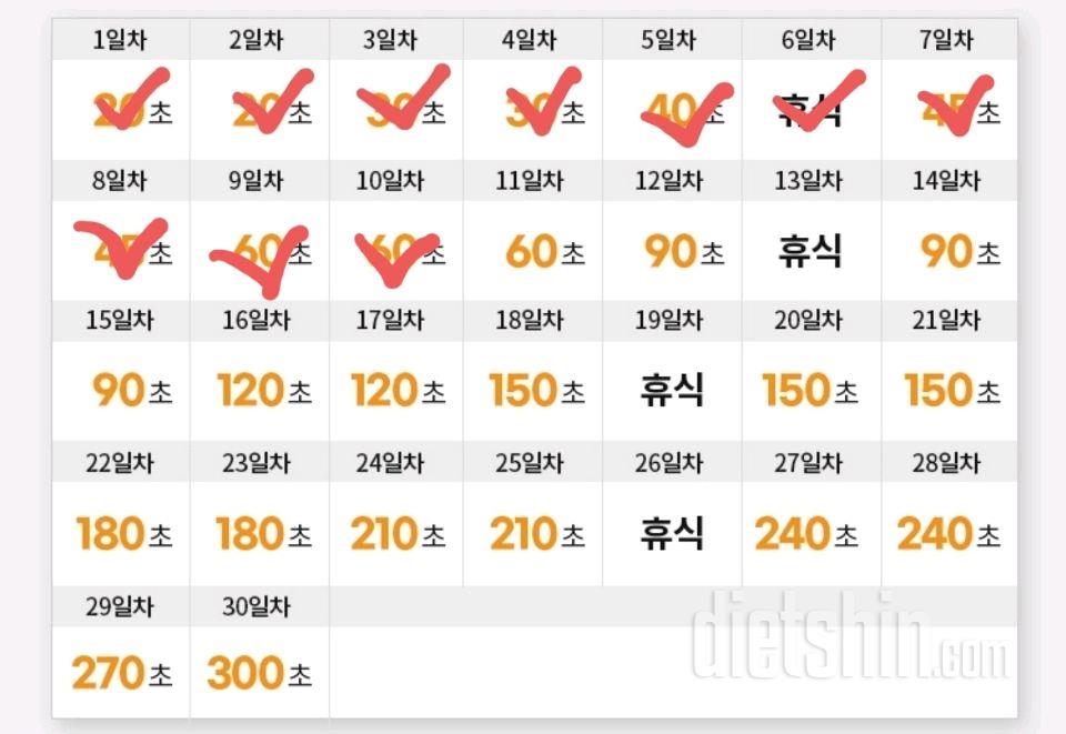 30일 플랭크10일차 성공!