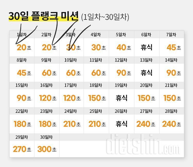 30일 플랭크3일차 성공!