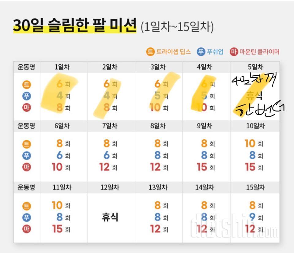 30일 슬림한 팔5일차 성공!