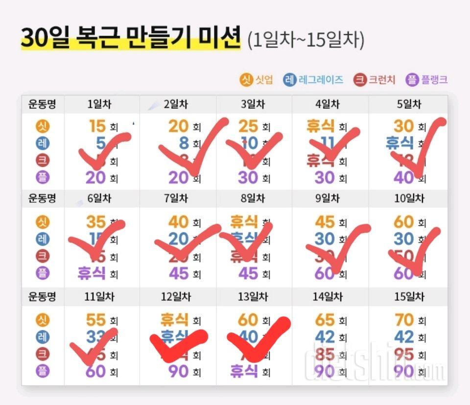 30일 복근 만들기13일차 성공!