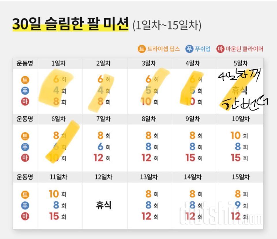 30일 슬림한 팔6일차 성공!