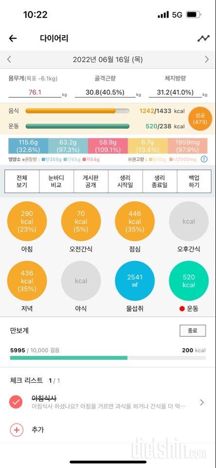 30일 야식끊기6일차 성공!