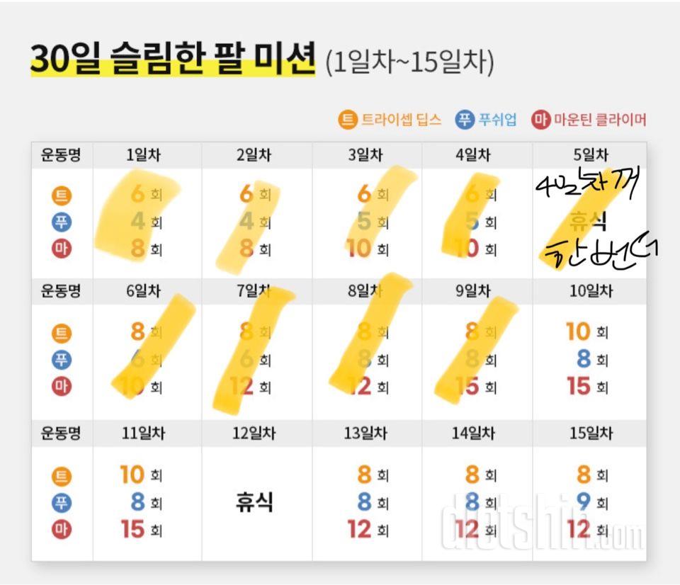 30일 슬림한 팔9일차 성공!