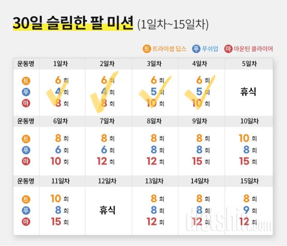 30일 슬림한 팔4일차 성공!