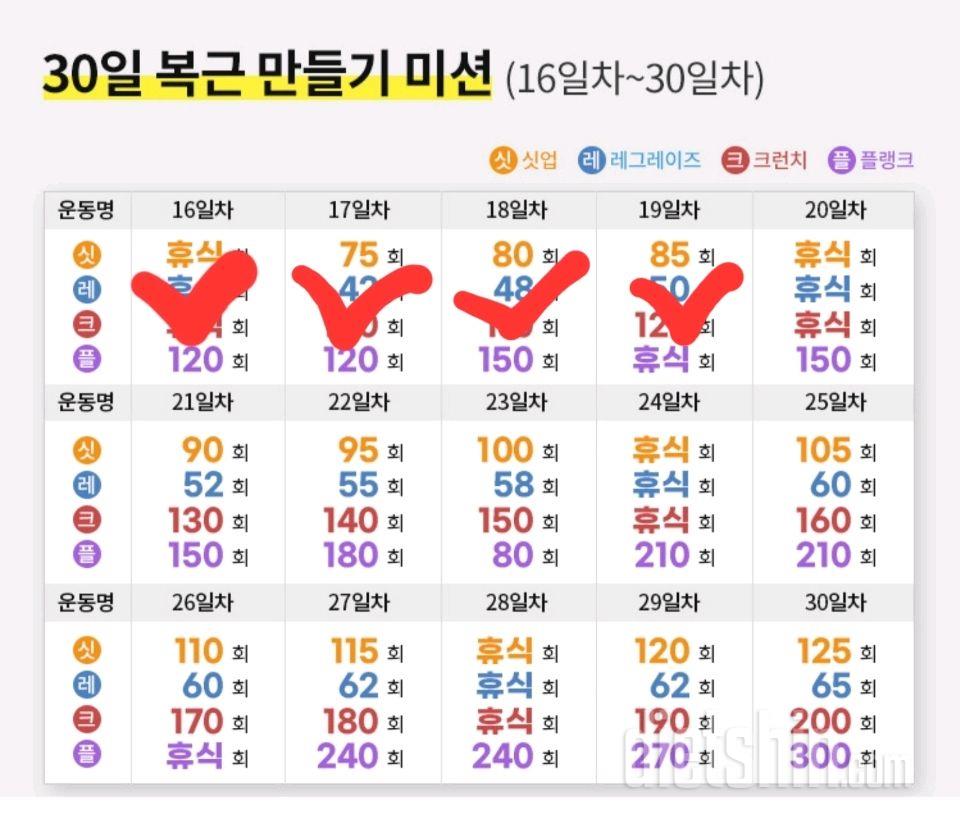 30일 복근 만들기19일차 성공!