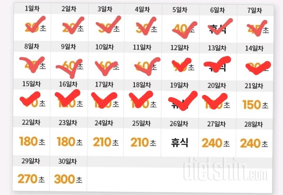 30일 플랭크20일차 성공!