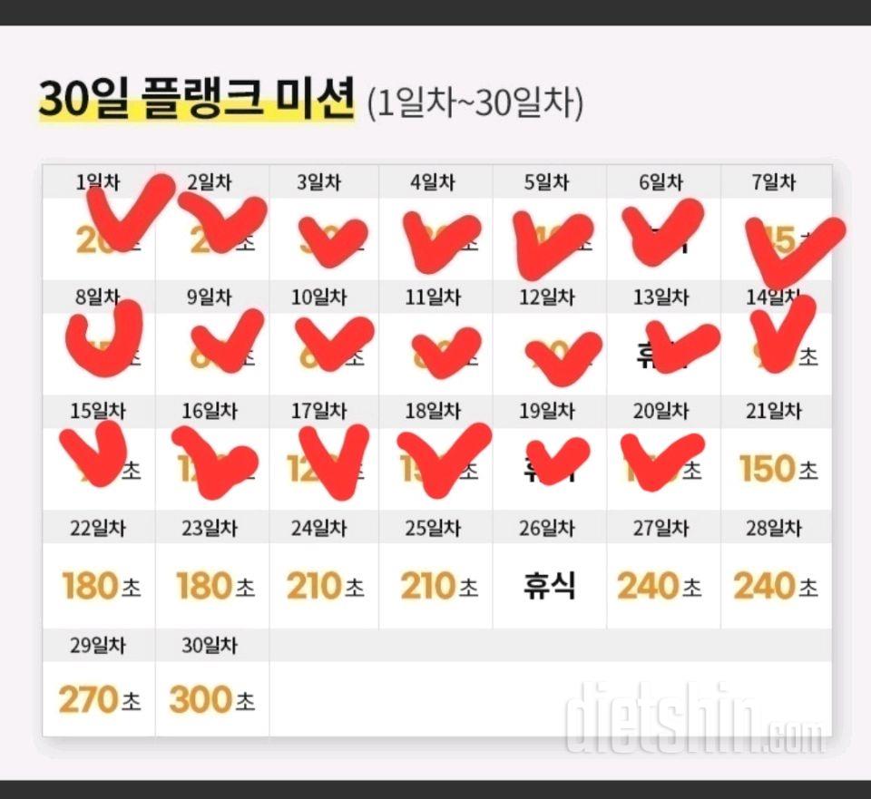 30일 플랭크20일차 성공!