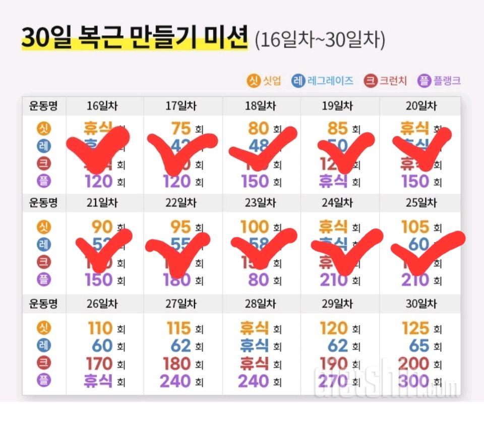 30일 복근 만들기25일차 성공!