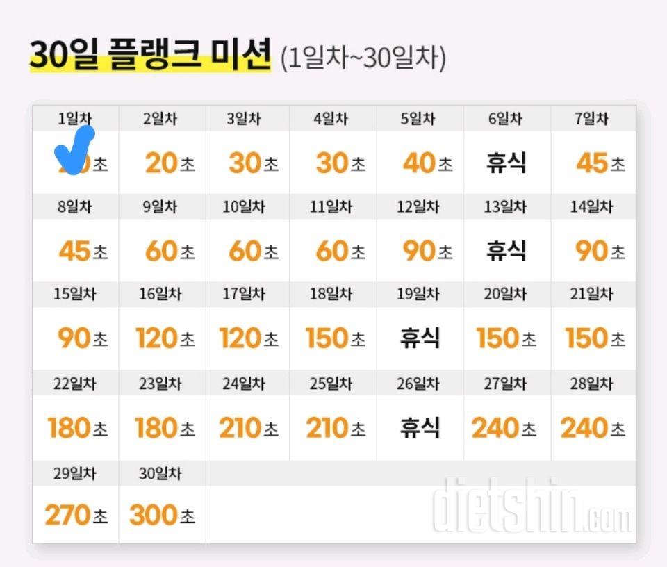 30일 플랭크 1일차 성공!