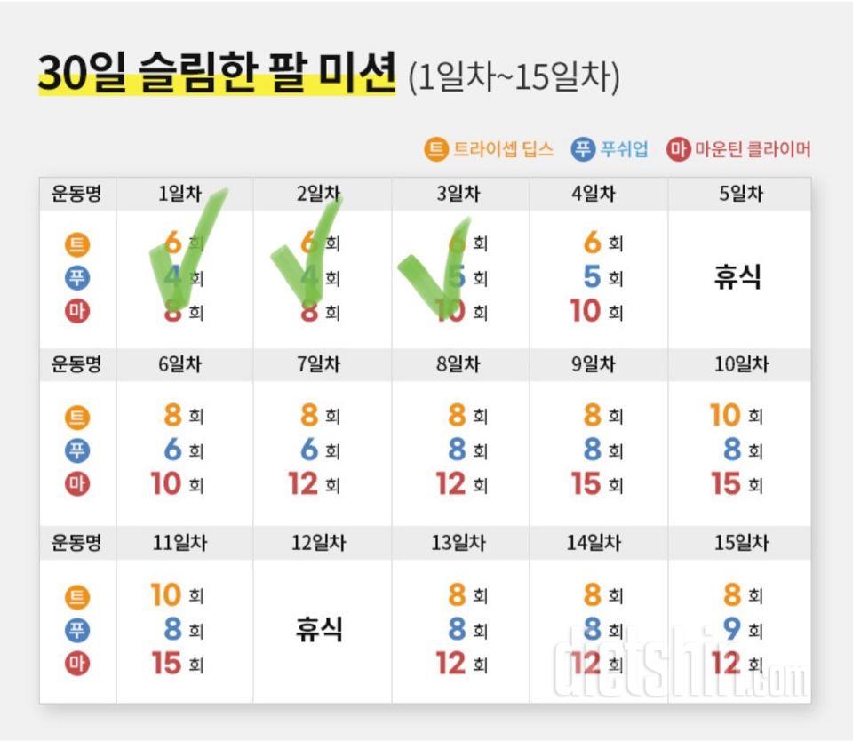 30일 슬림한 팔3일차 성공!