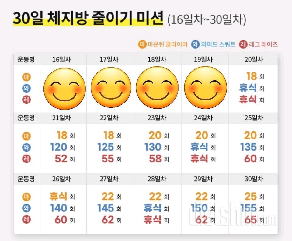 30일 체지방 줄이기19일차 성공!