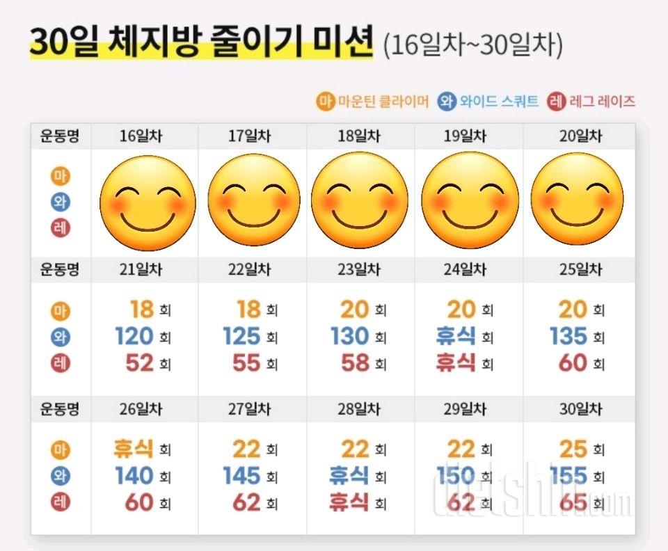 30일 체지방 줄이기20일차 성공!