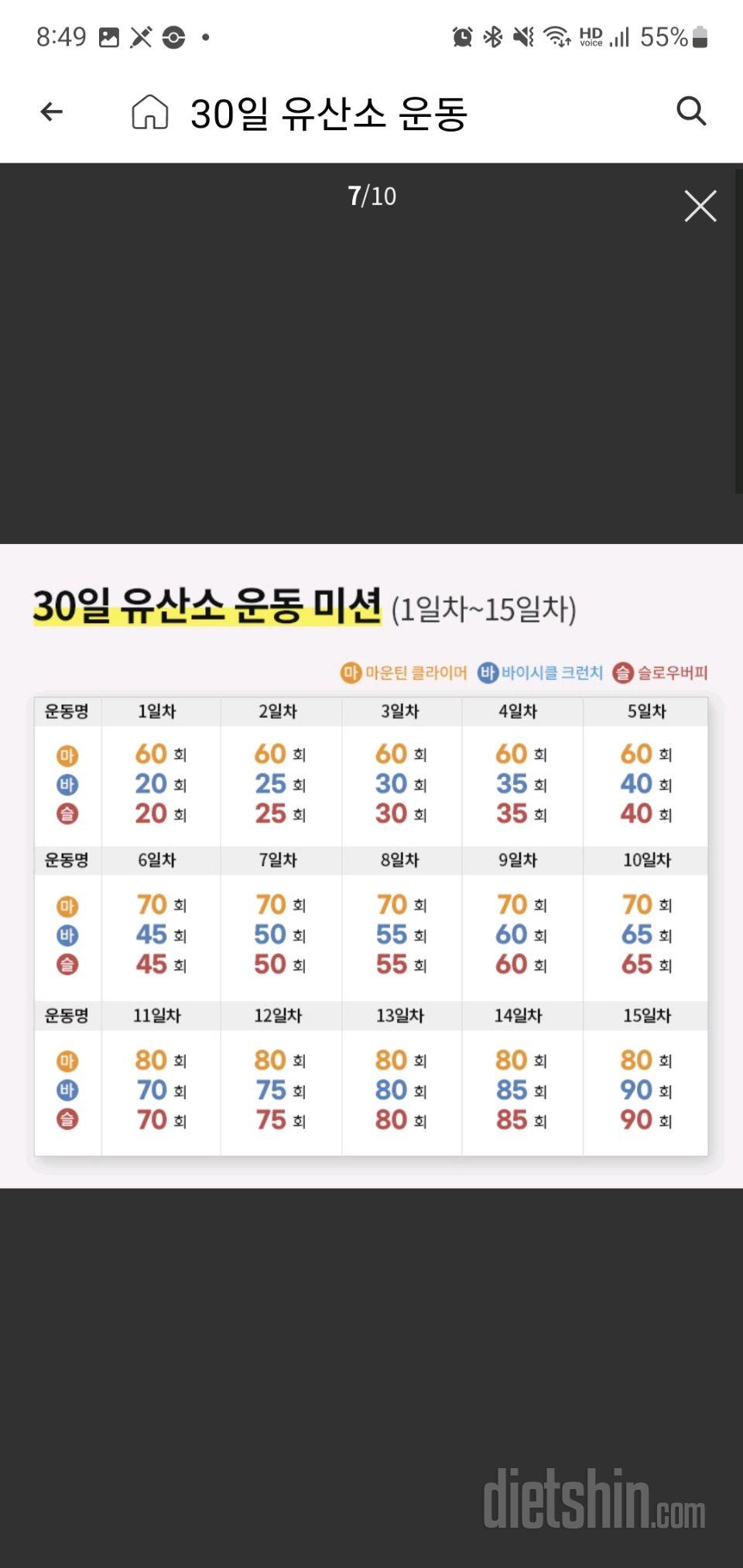 30일 유산소 운동13일차 성공!