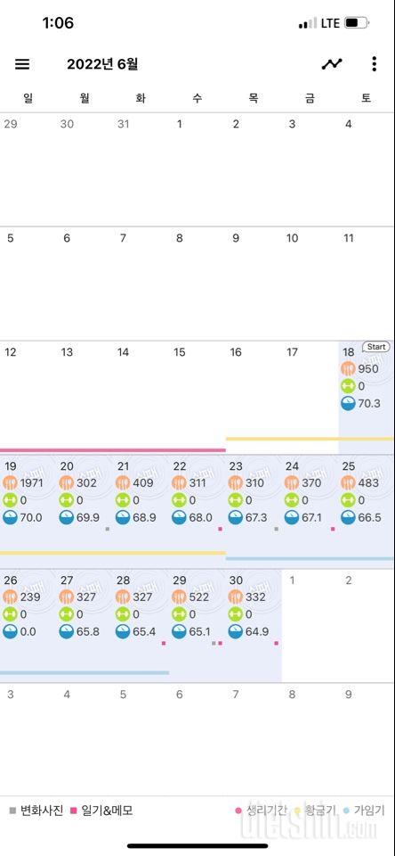 다이어트 중간점검 (70.3- 62.0)