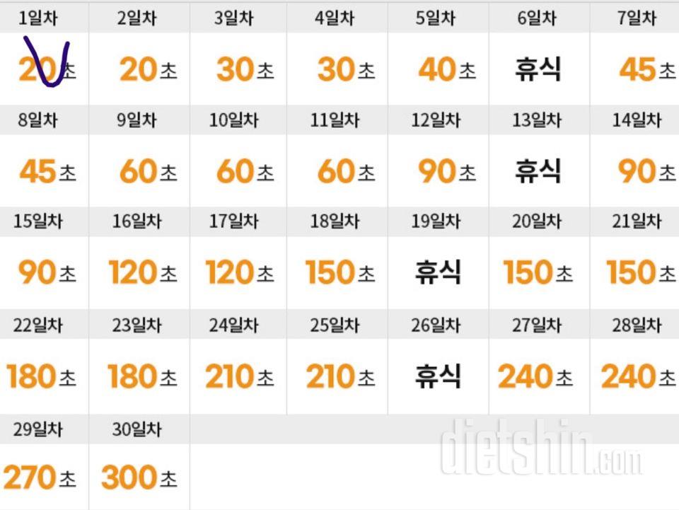 30일 플랭크 1일차 성공!