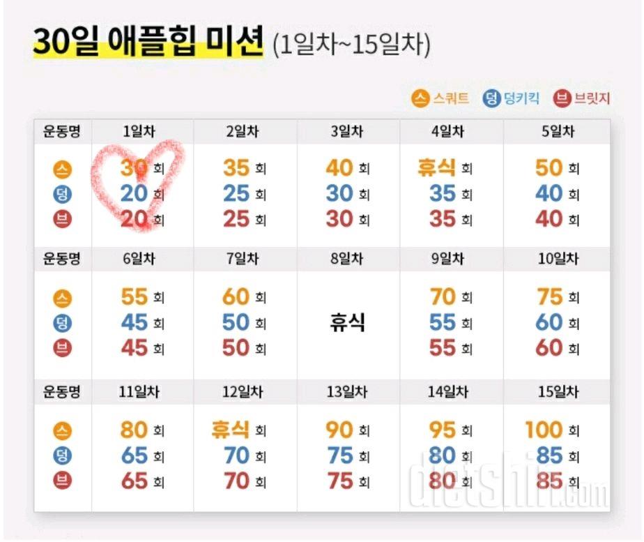 30일 애플힙 1일차 성공!