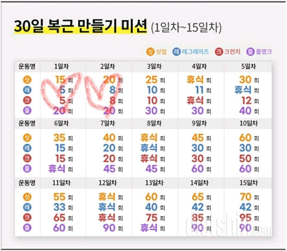 30일 복근 만들기2일차 성공!