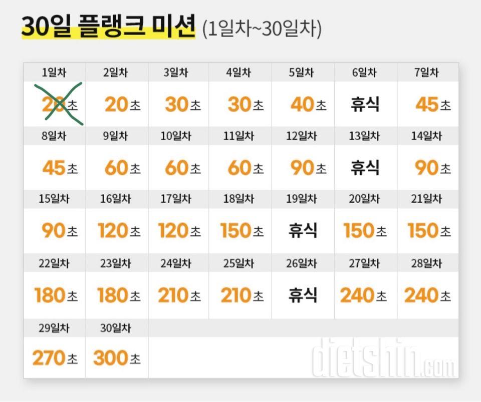 30일 플랭크 1일차 성공!