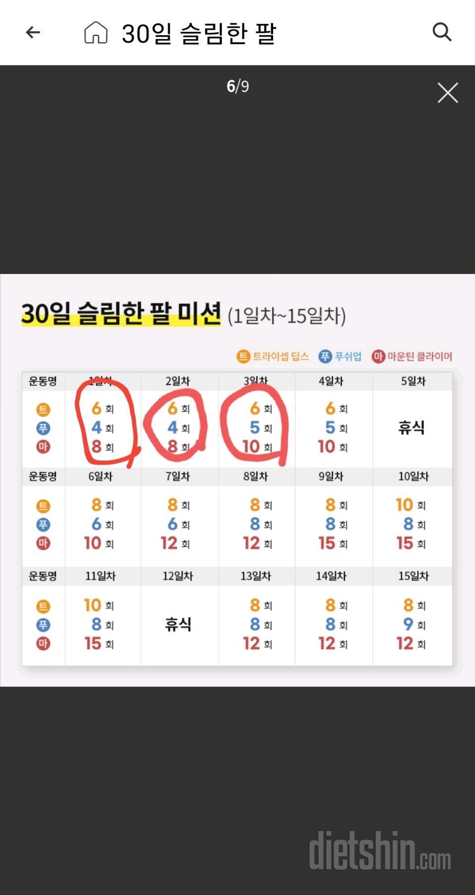 30일 슬림한 팔3일차 성공!