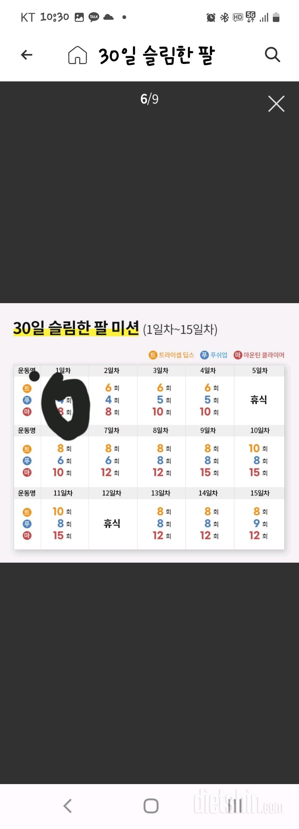 30일 슬림한 팔 1일차 성공!