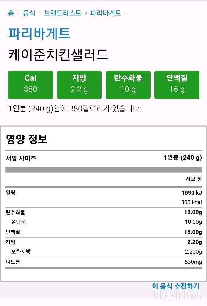 파리바게트 성분표 맞는건가요?