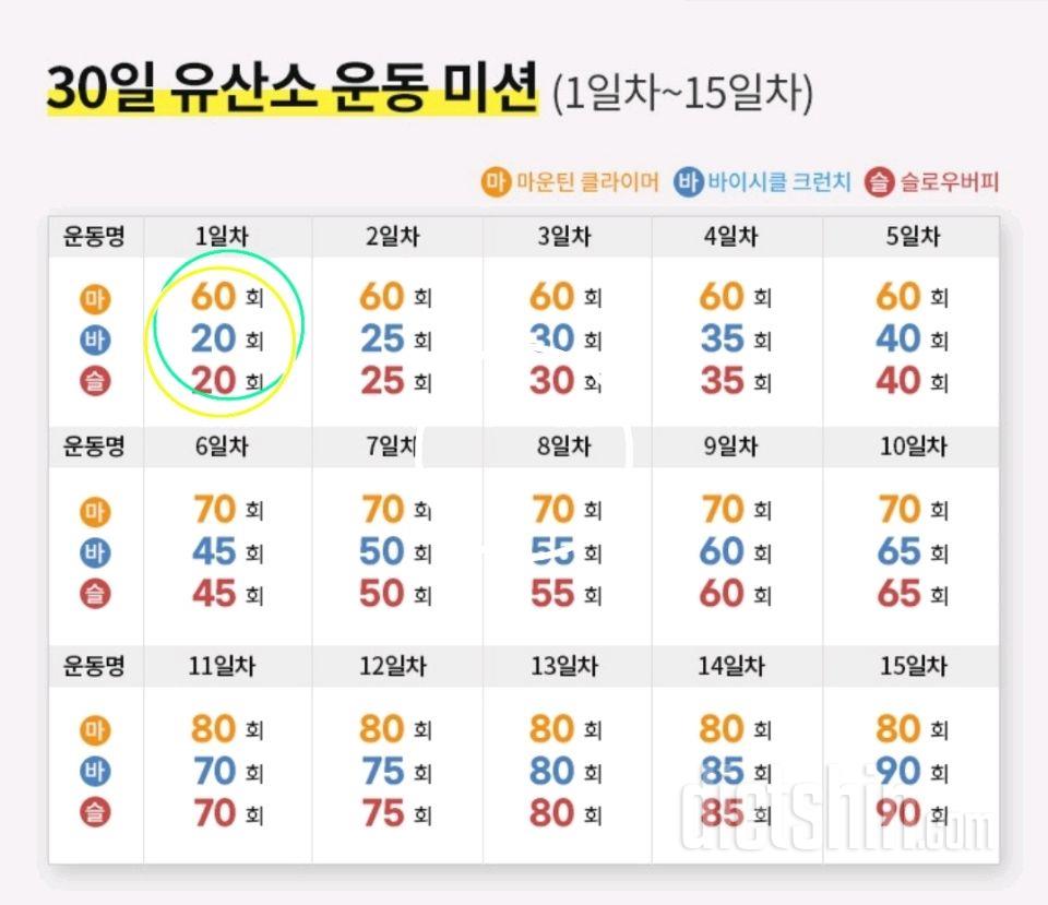 30일 유산소 운동1일차 성공!