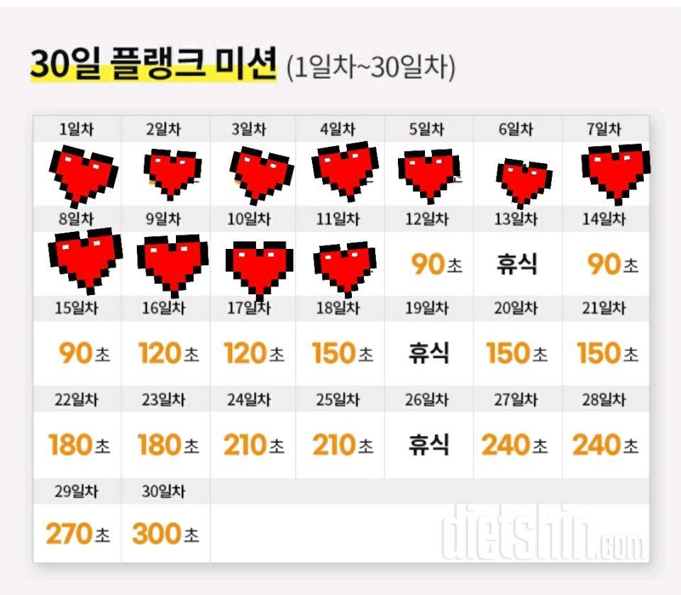 30일 플랭크11일차 성공!