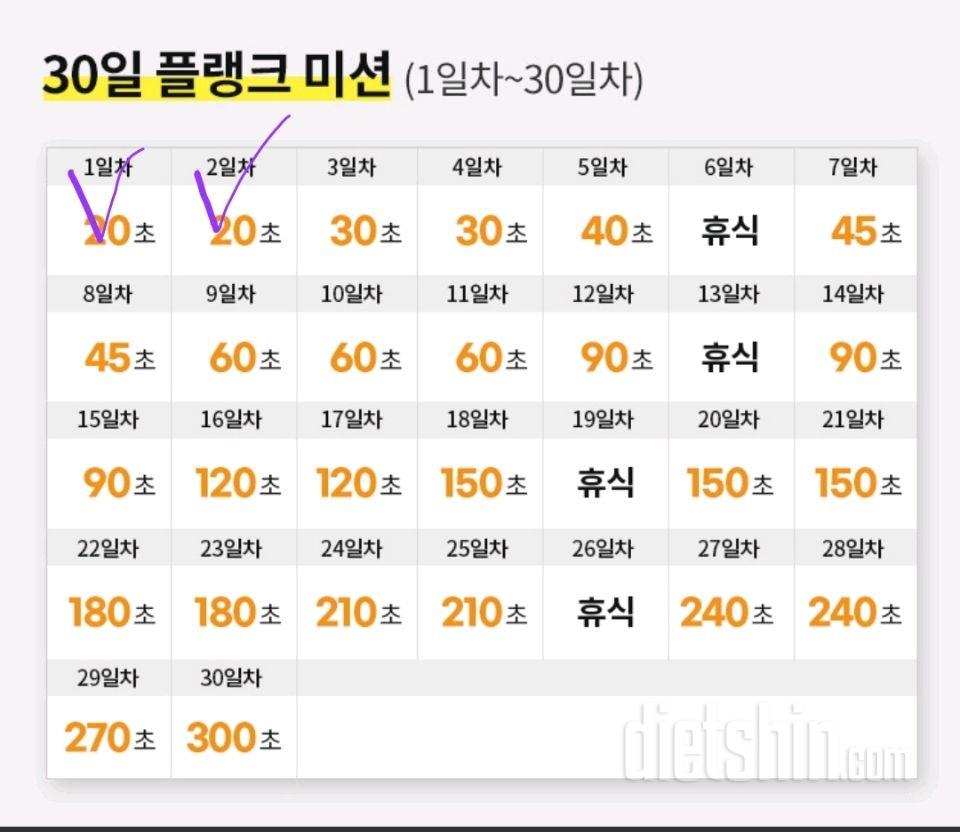 30일 플랭크2일차 성공!