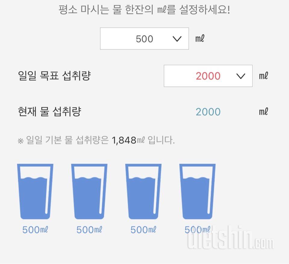 30일 하루 2L 물마시기1일차 성공!