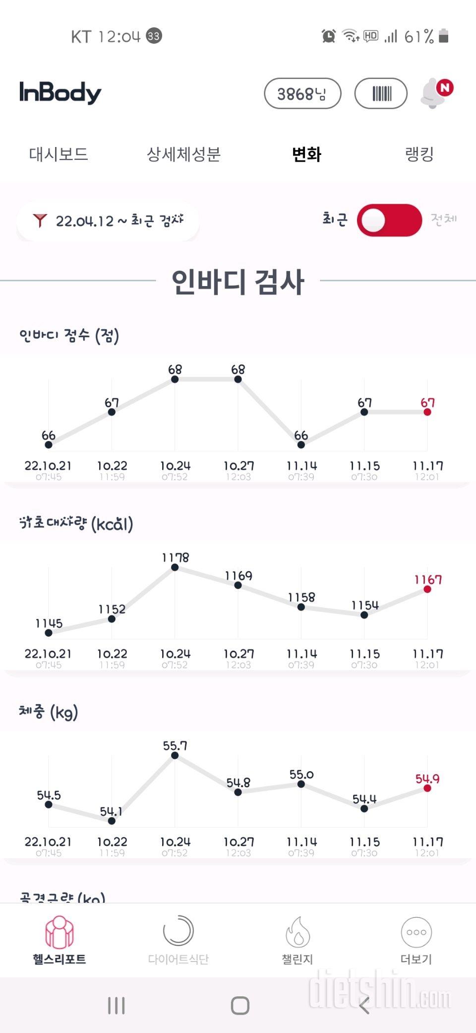 11/17  4일차 공복몸무게