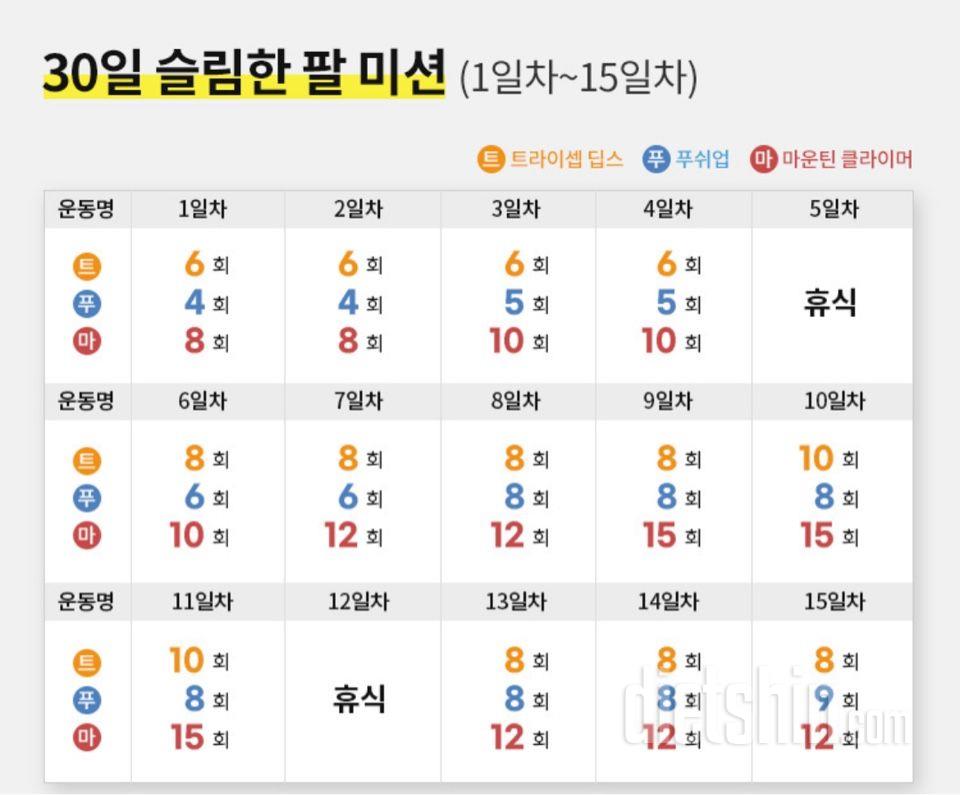 30일 슬림한 팔 1일차 성공!