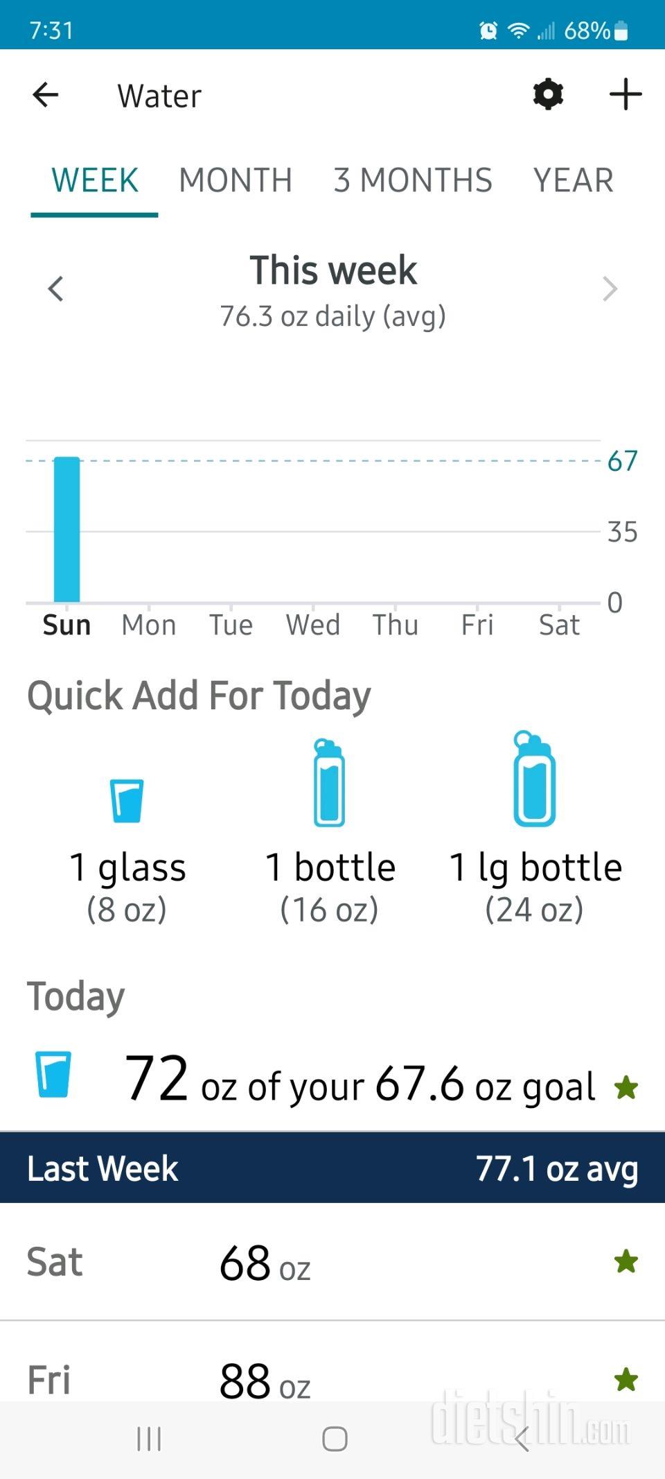 30일 하루 2L 물마시기22일차 성공!