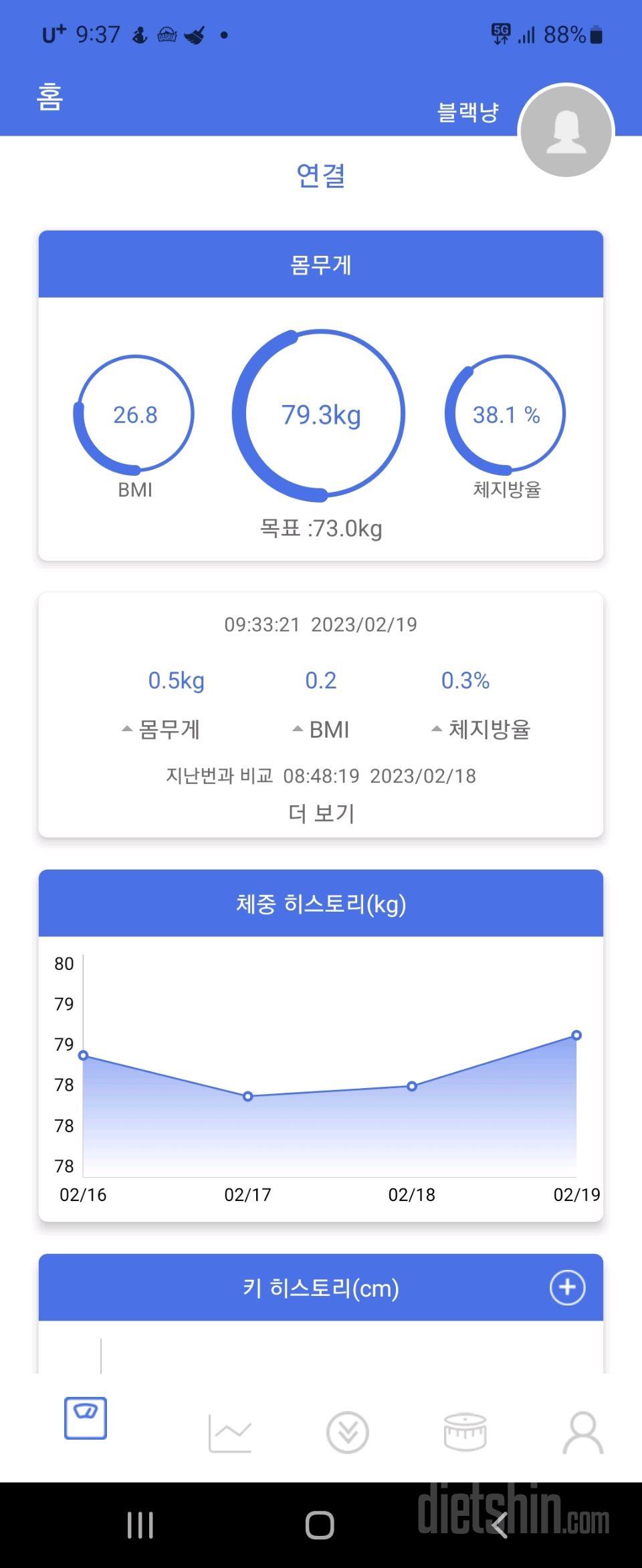 7일 아침 몸무게 재기7일차 성공!